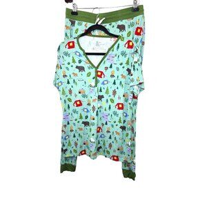 Little Sleepies Women's 2-Piece Pajama Set Camping Print Short Sleeve Top Size M